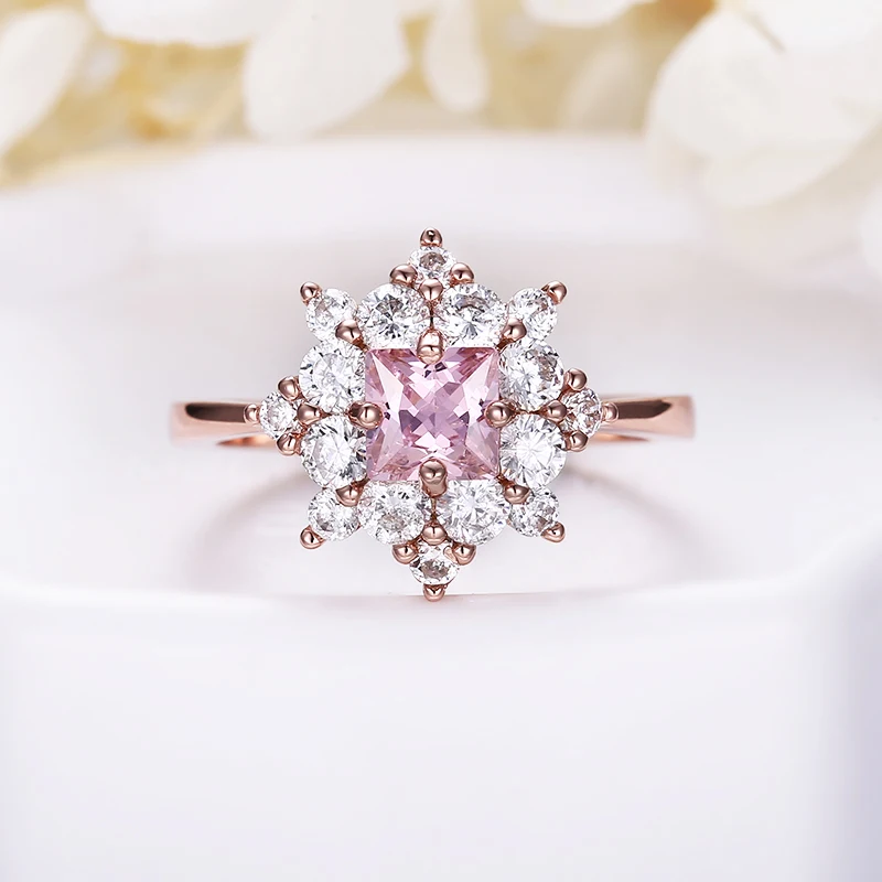 

2019 Summer Collection Girls Rings Rose Gold Color AAA Cubic Zircon Flower Shape Design Ring For Women Fashion