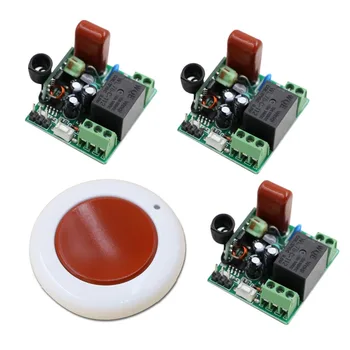 

New 220V Wireless Remote Control Switch 3 Receiver 1 Transmitter Learning Code Momentary Latched Adjusted Mini Transmitter