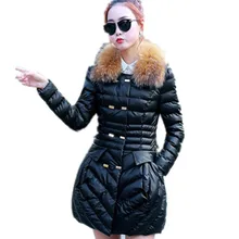 2016 warm winter coat female long section thick padded jacket Slim Down Nagymaros collar coat