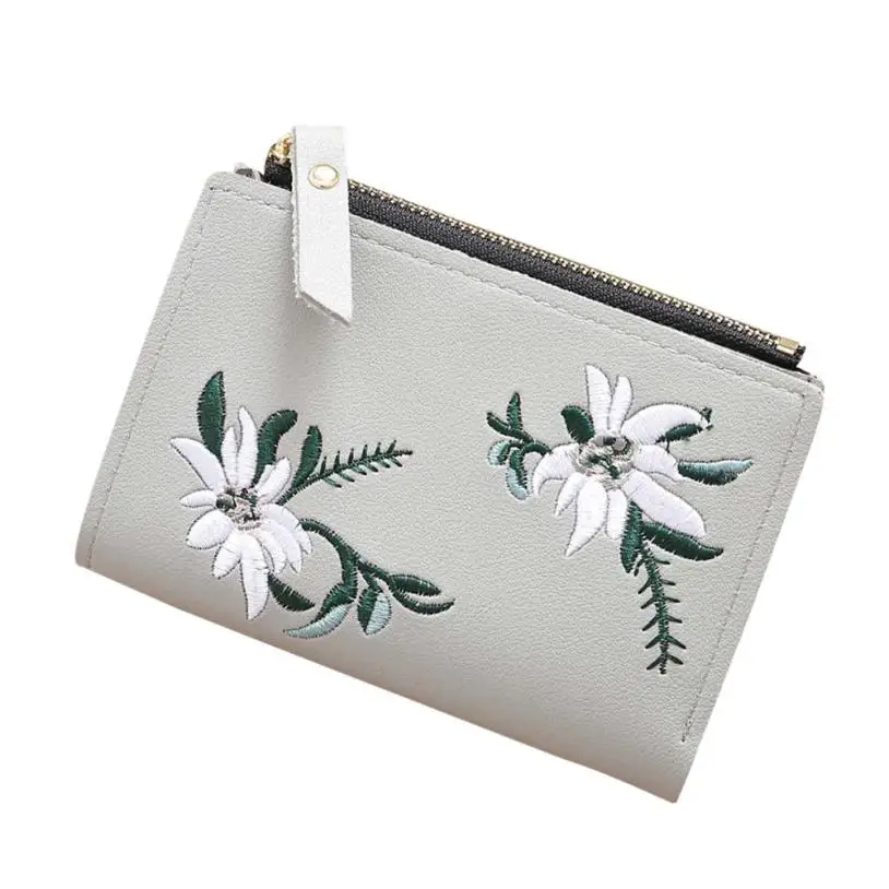 Snailhouse короткий кошелек с вышивкой из искусственной кожи женские кошельки цветочный с застежкой портмоне на молнии сумка для хранения карт