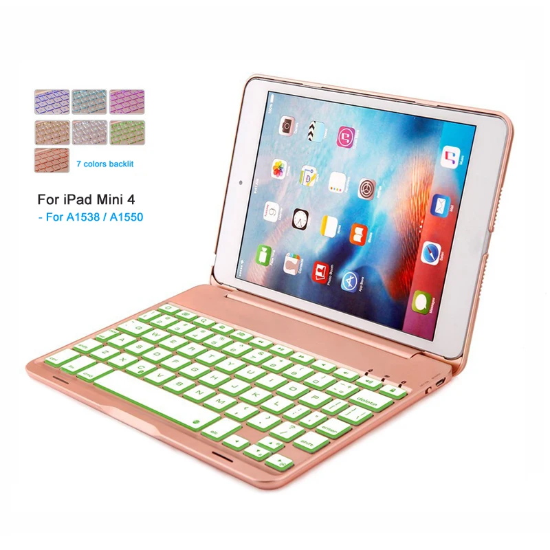USB Backlit Keyboard For iPad Mini 4 Case Cover Bluetooth Wireless
