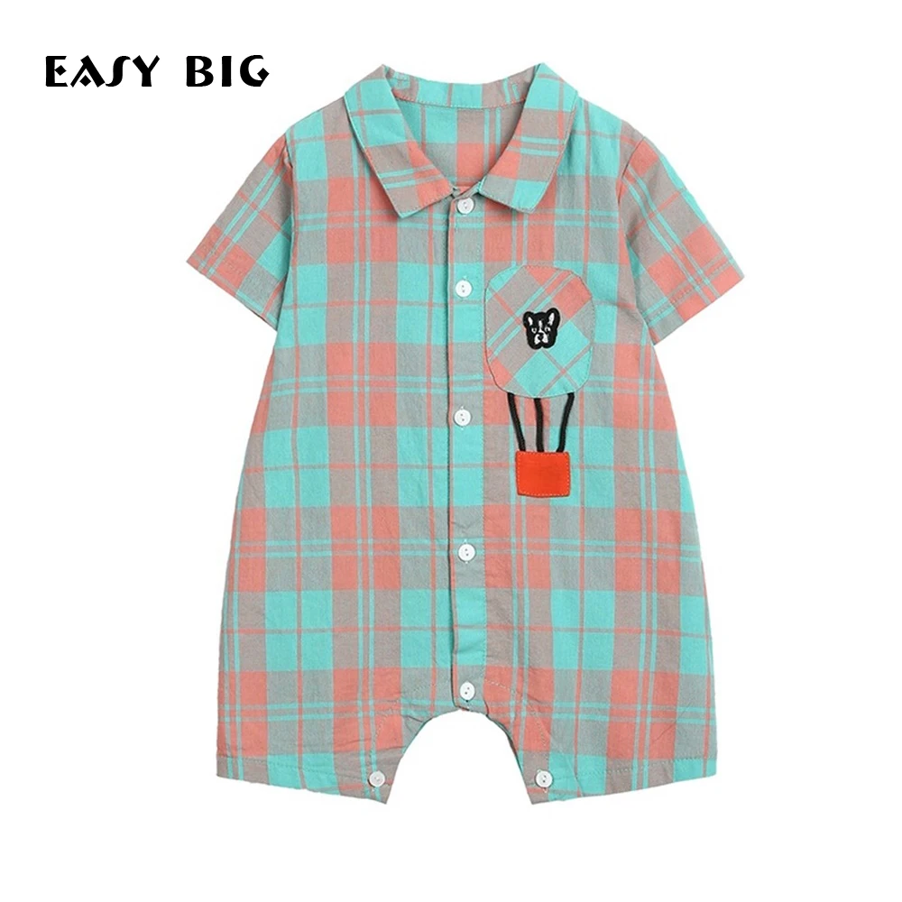 

EASY BIG Unisex Baby Ruffle Rompers Short Sleeve Baby Jumpsuit 100%Cotton Overalls Newborn Baby Clothes BC0025