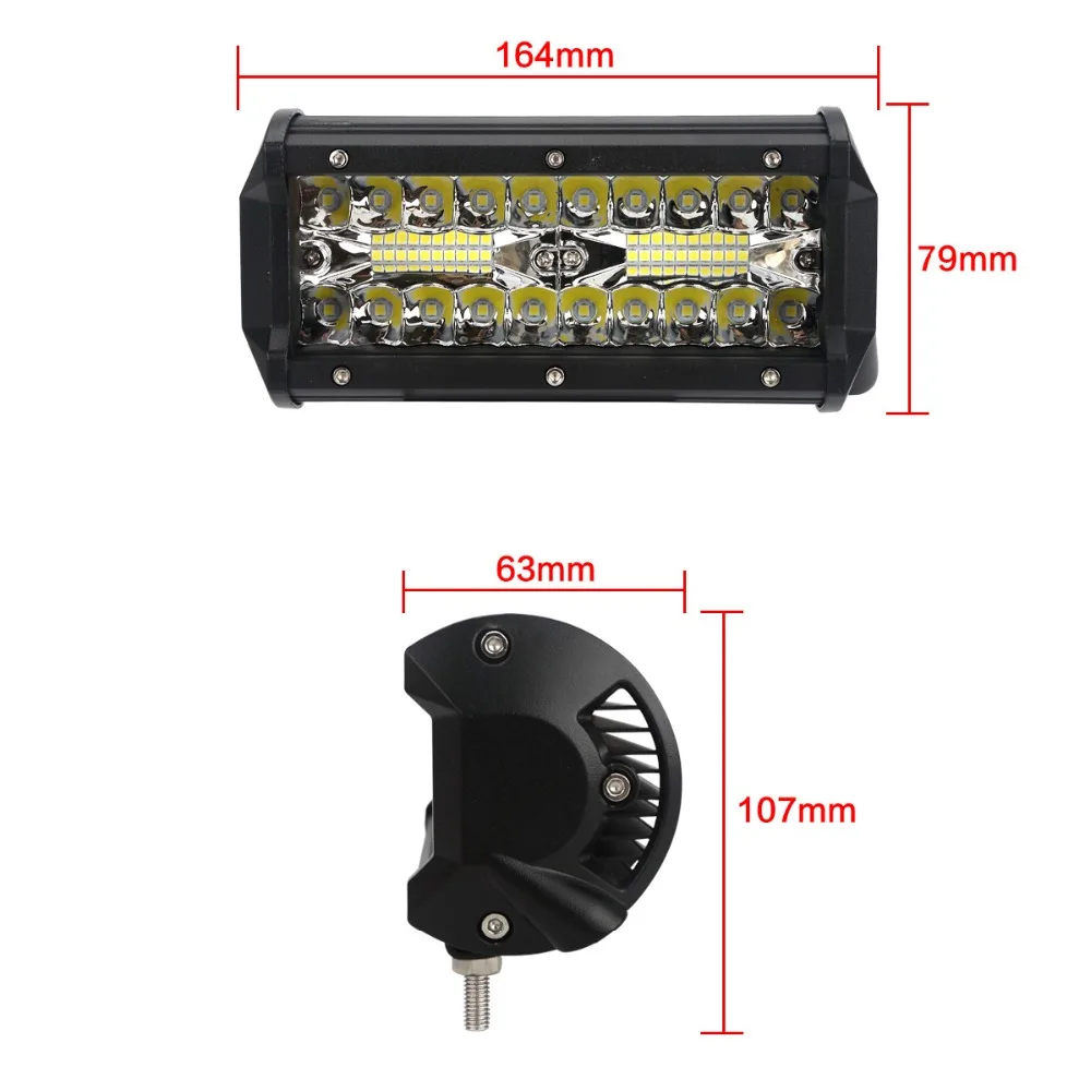 12 V 24 V автомобиль грузовик 4WD внедорожник мотовездеход UTV УАЗ Полноприводной вседорожник, многофункциональное транспортное средство лодка " светодиодный рабочий светильник трехрядный 120 Вт 7 дюймов светодиодный свет бар заливающий и точечный свет Combo Луч