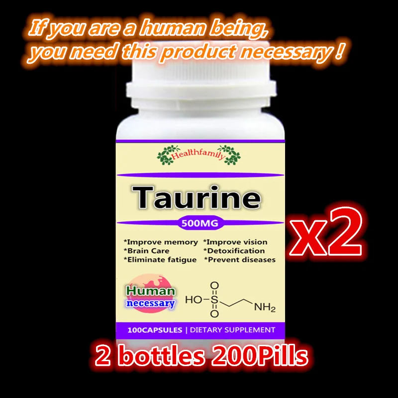 

2 bottle 200pcs,Prevent diseases,Pure Taurine For improve memory improve vision brain Care detoxification eliminate fatigue