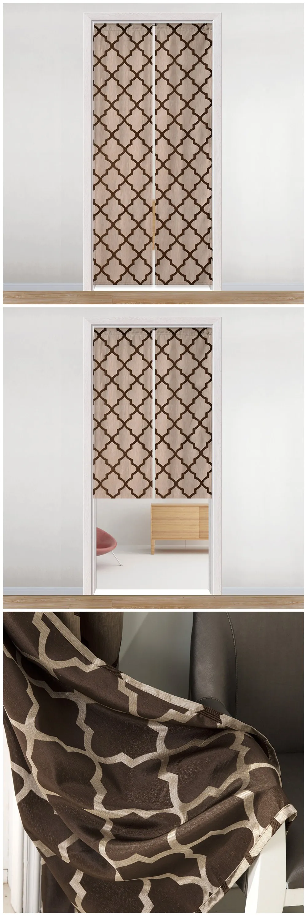 LOZUJOJU Simple Plaid Jacquard Curtains for Bedroom Doors Rod Pocket Processing Semi Shade Drops Thread Fabric Modern Design (2)