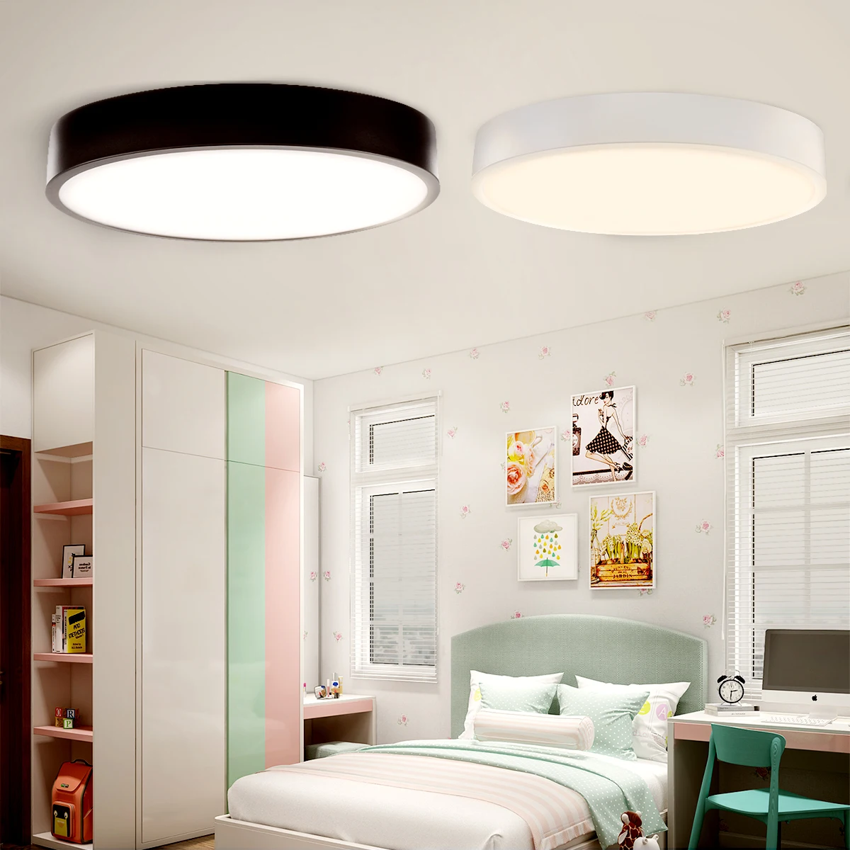

12/15/24 W Round LED Ceiling Light Panel Down Lighting Modern Ceiling Lamp Surface Mount for Living Room Kitchen Bedroom
