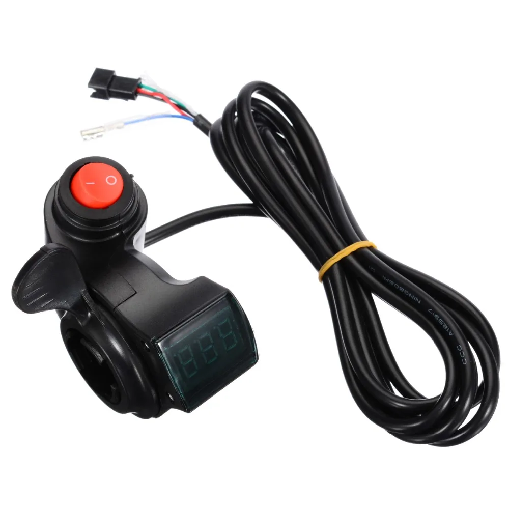 Perfect Electric Bicycle Thumb Throttle 12V-72V Thumb Throttle With Power Switch LED Voltage Display For Electric Bike Accessories 5