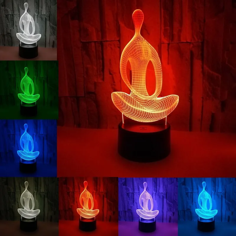 

GOOZY 3D LED Night Light 7 Color Meditation Yoga for Bedroom Lamp Living Room Lights Desk Table Decoration Night Light