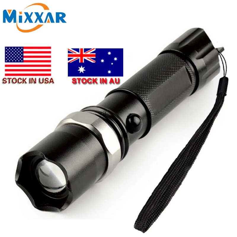 

Dropshipping 5000LM Tactical Led Flashlight Zoomable Torch Camping Hiking Torch light for 18650 Rechargeable Battery or 3*AAA