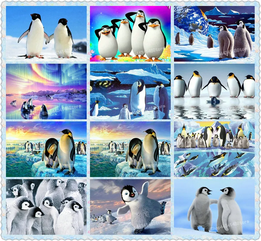 

Full square / round 5d diamond painting penguin, dolphin icon 3D diamond embroidery sea animal mosaic decorative painting