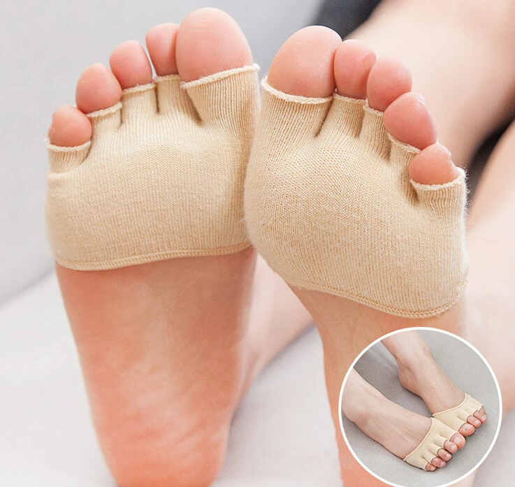 

New Fashion Five Toe Sock Invisable Shallow mouth Anti-slip Sock Half Footie Open Toe Socks Forefoot Sock for High Heels Sandal