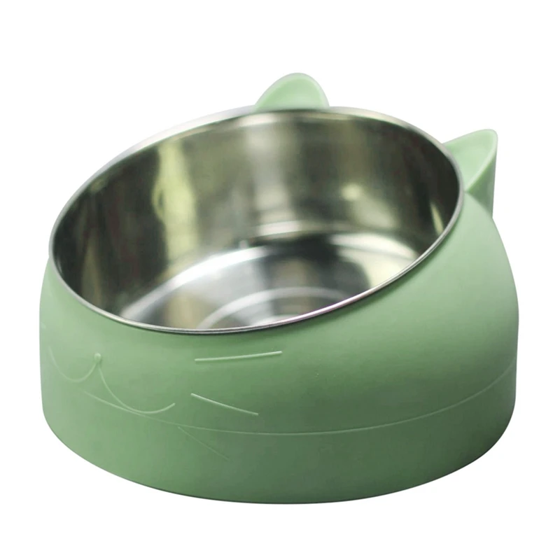 21cm Non-slip Cats Bowls With Raised Stand Pet Food Water Bowl For Cats Dogs Feeders Bowl Pet Supplies - Color: Green