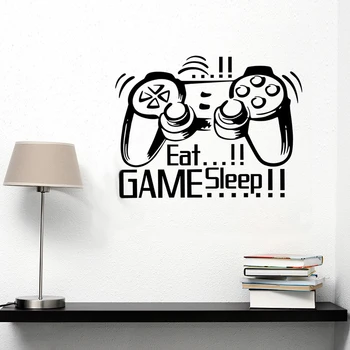 

Eat Sleep Game Gamepad wall sticker Boys Play Room Bedroom living room home decoration mural wall stickers decals wallpaper