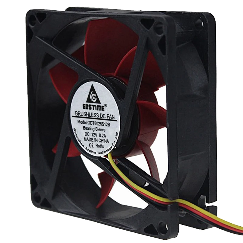 

5PCS Gdstime Hydraulic Bearing Silent 80mm x 25MM 3Pin 12V DC Computer PC CPU Cooler Cooling Case Fan