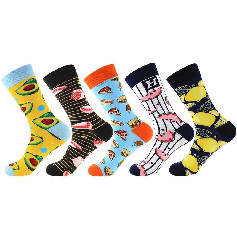 

PEONFLY Women Socks Funny Cute Cartoon Fruits Avocado Lemon Salmon Pizza Food Japanese Harajuku Hip Hop Cotton Happy Socks