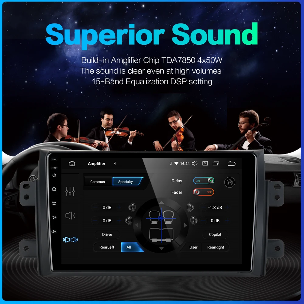Perfect Dasaita Android 9.0 Car 1din 9" IPS Radio for Suzuki SX4 2005 2006 2007 2008 2009 2010 2011 TDA7850 Bluetooth GPS Navigator 4