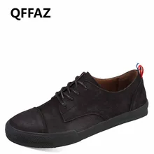 QFFAZ 2018 New Comfortable Casual Shoes Men Shoes High Quality Genuine Leather Shoes Men Flats Moccasins Lace-Up Brand Fashion