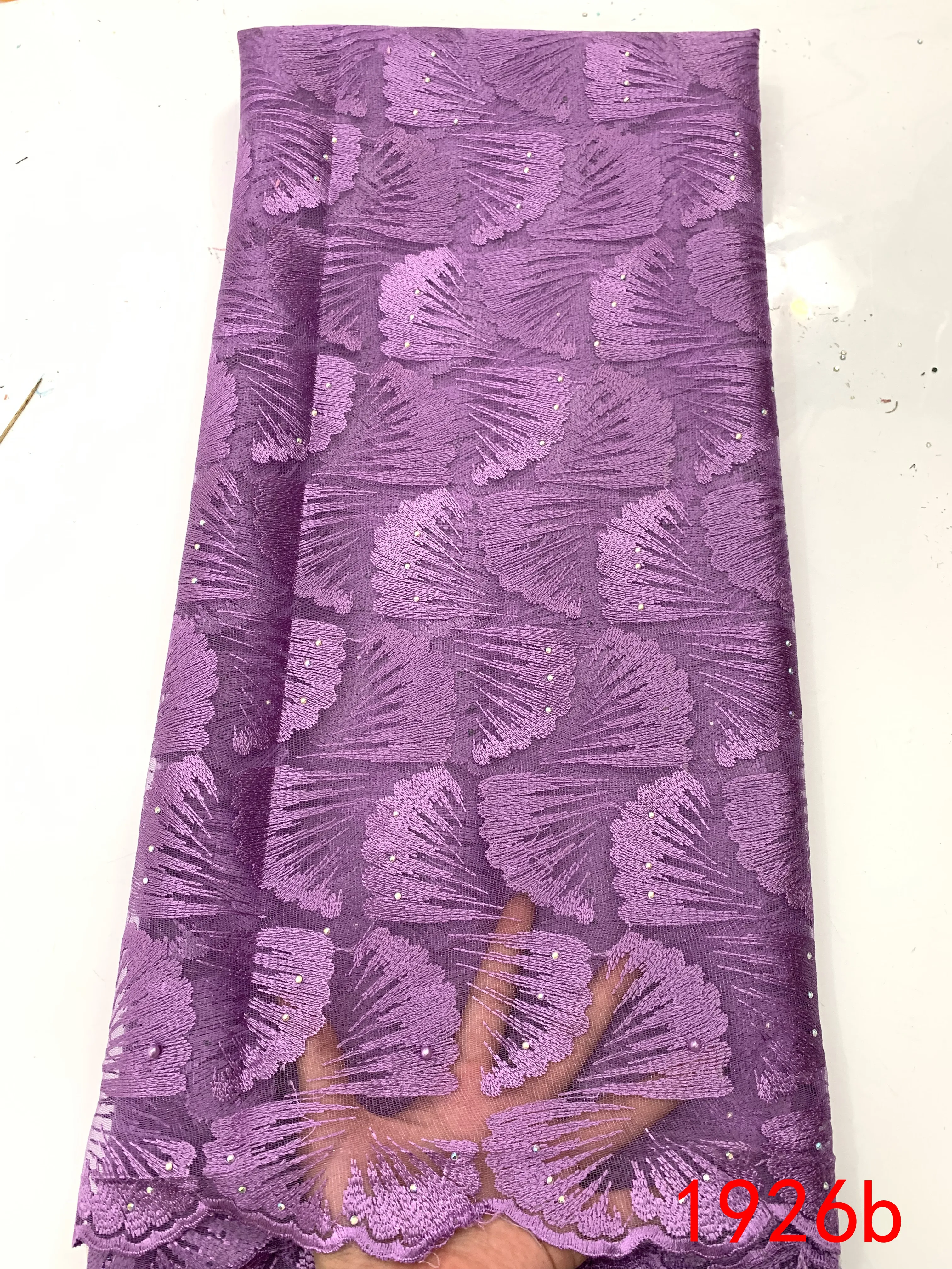

2019 Latest African Lace Fabric Nigerian Laces Fabrics French Tulle Embroidered Lace Fabric with Stones for Dress KS1926b