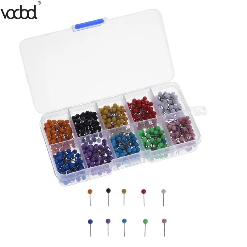 

500Pcs/box Mixed Color Artifical Pearl Head Pins DIY Hand Sewing Dressmaking Fixing Fasten Needles Papelaria Office Binding Pins
