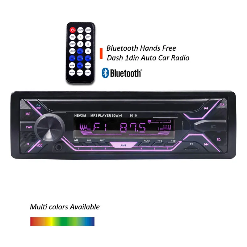 

1din Bluetooth Car radio USB TF AUX FM player with ISO connector 4X60W high power output RCA output car tap recorder