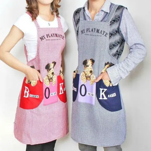 

New Cute Dog Women Men Kitchen Restaurant Bib Cooking Aprons With Pocket Gift