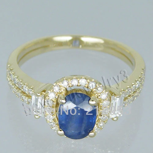 Кольцо с сапфиром из желтого золота 14 карат 5 х7 мм|fine jewelry|gemstone jewelrygenuine gemstone jewelry |