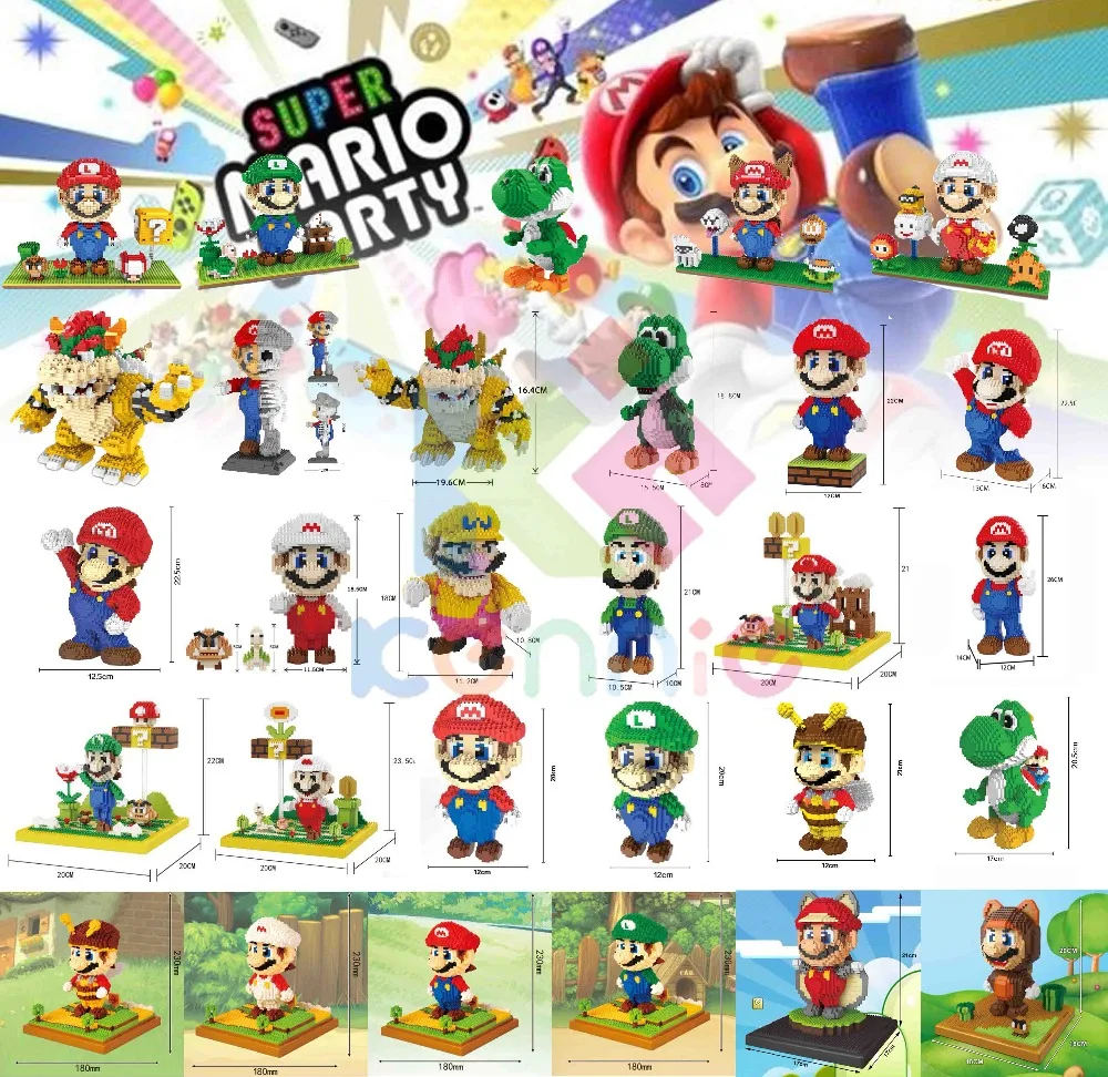

LNO zms blocks mini super mario yoshi action figures plastic building cartoon diy model bricks funny educational toys for kids