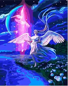 

cioioil-T231 Undersea angel and animal coloring by numbers figure paint canvas wall pictures for living room