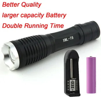 

6000 Lumens 5-Mode XML T6 LED Flashlight with charger Zoomable rechargeable Focus Light Torch Lantern by 1*18650 or 3*AAA