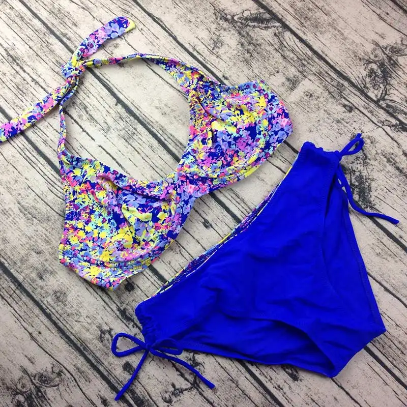 2017 New Women Swimwear Padded Bikini Set Wrap Halter Low Waist Bottom