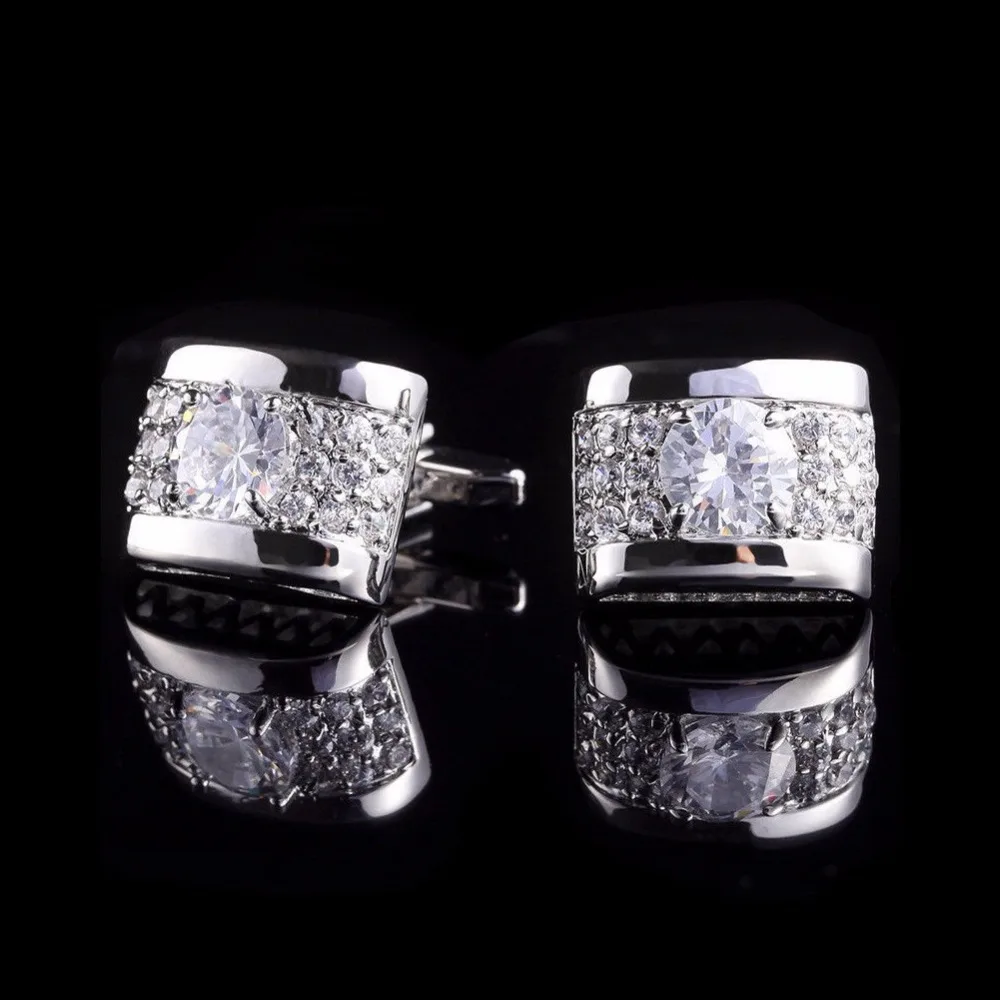 Herren Manschettenknöpfe Shirt Cufflinks Hochzeit Party Diamante Strass