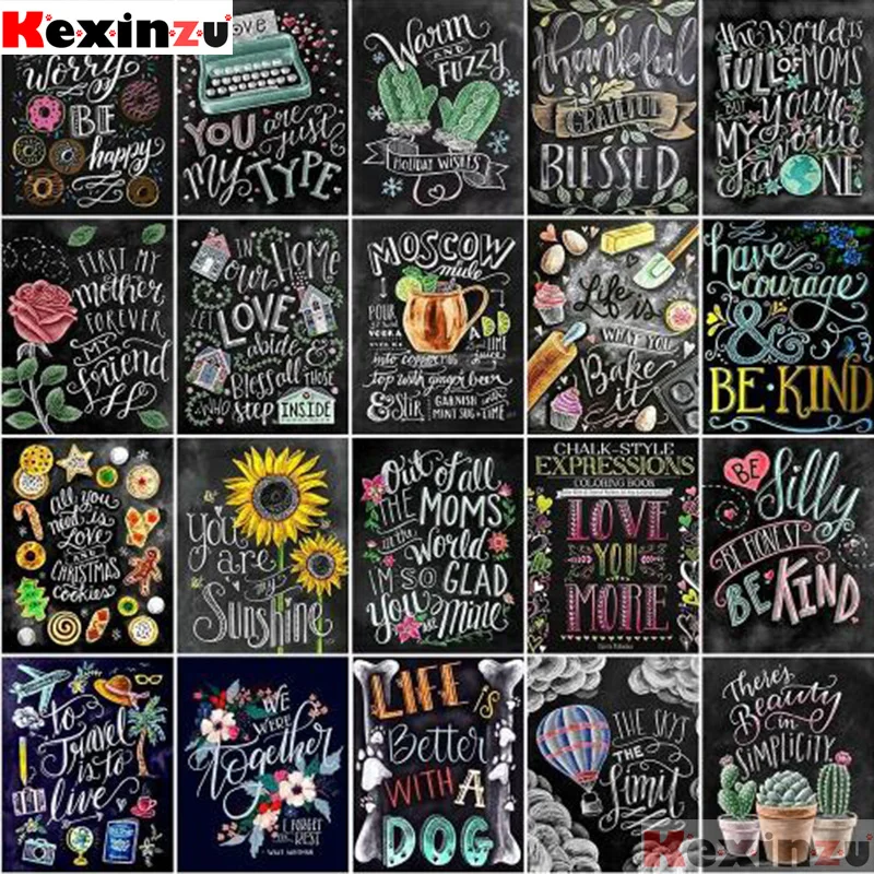 

kexinzu Diamond Embroidery Blackboard Drawing Diamond Painting Full Square Drill Handmade Gift Handicraft 5D DIY Home Decoration
