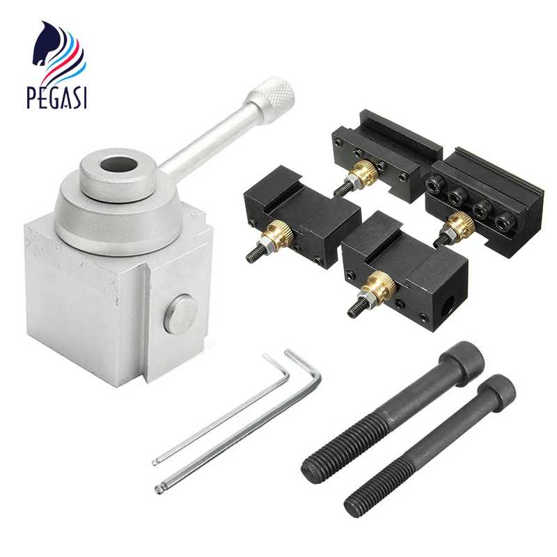

PEGASI Mini Quick Change Tool Post Turning Facing Boring Holder Kit Set For 7 X10,12,14" Multifix Toolholder Capacity Cut-off