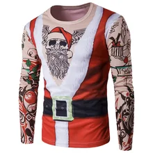 Новинка, Рождественская Мужская футболка для бега с 3D принтом из двух частей, футболки с Санта Клаусом, Homme, Harajuku, новогодняя забавная футболка, одежда