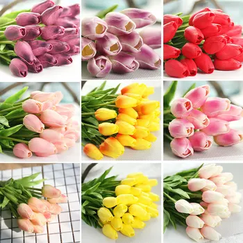 

Simulation Flower PU Tulips Single Stem Bouquet Pretty Artifical Fake Flowers Home Garen Decor Wedding Decorations