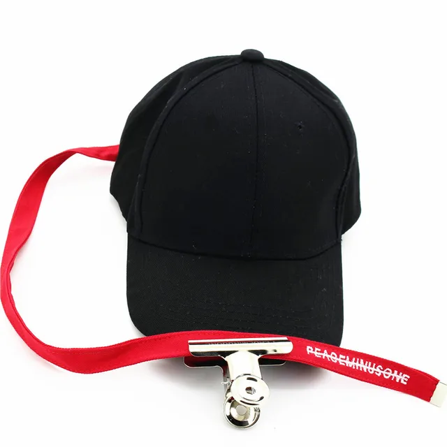 Newly Black Baseball Caps With Long Strap And Clip For Women Men Korean