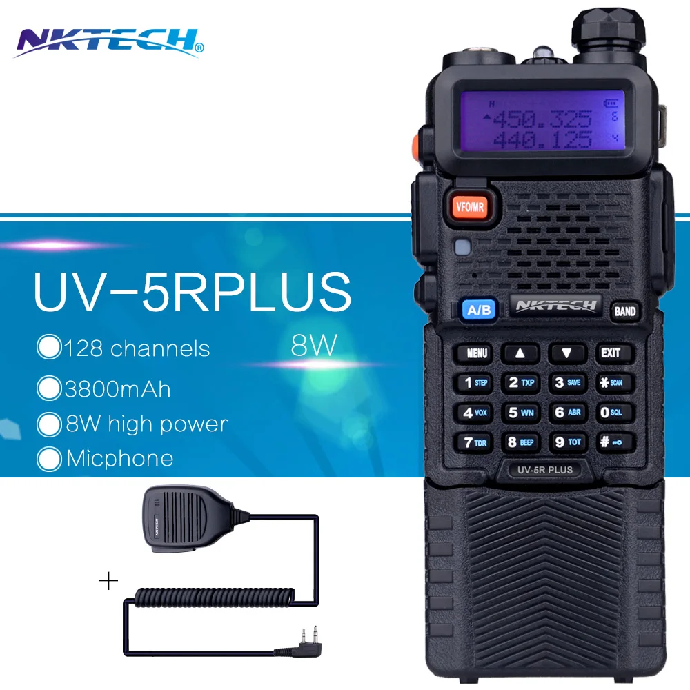imágenes para NKTECH Walkie-talkie Baofeng UV5R UV-5R PLUS 8 W VS batería Grande 3800 MAH Transceptor VHF/UHF de Doble Radios + 1 Micrófono Altavoz Remoto imágenes para NKTECH Walkie-talkie Baofeng UV5R UV-5R PLUS 8 W VS batería Grande 3800 MAH Transceptor VHF/UHF de Doble Radios + 1 Micrófono Altavoz Remoto