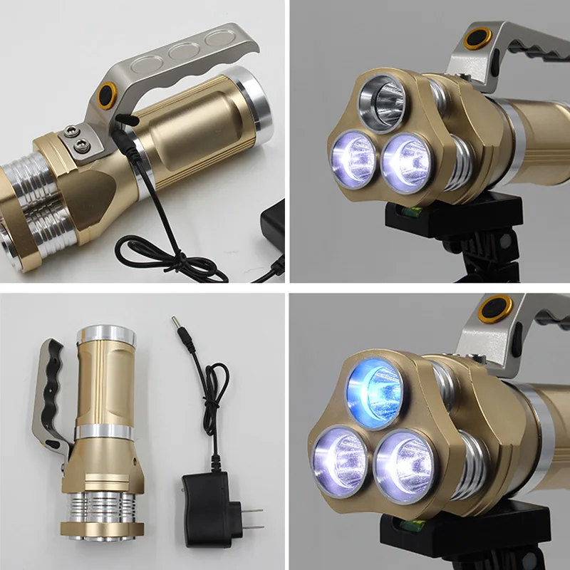 

Powerful USB Rechargeable 3 LEDs Flashlight Searchlight Camping Lantern with USB Cable Charger ASD88