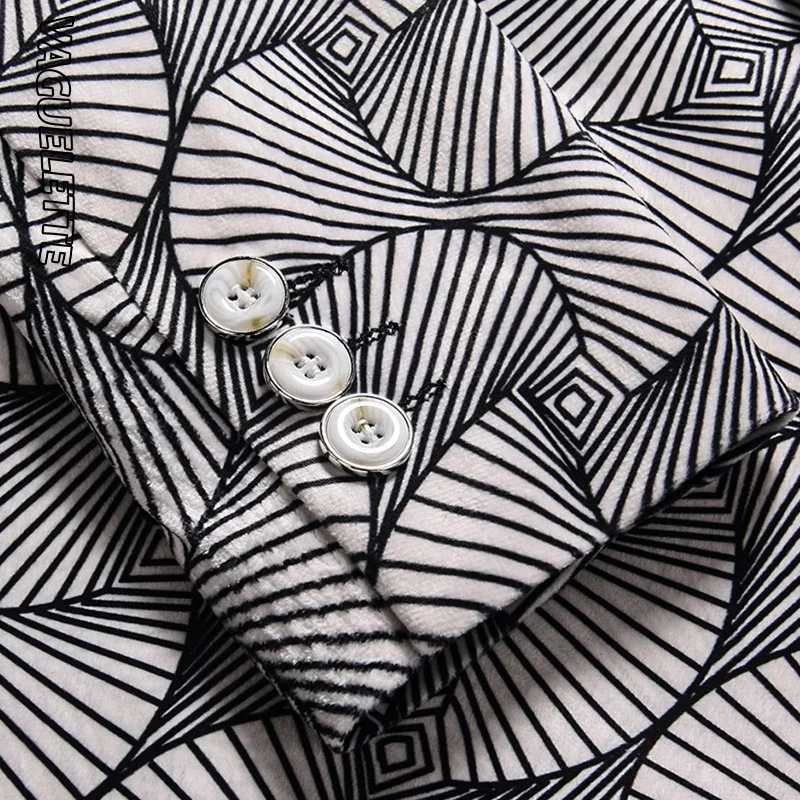 VAGUELETTE Geometric Printed Wedding Tuxedos For Men Elegant Shawl Collar Men Suit Fashion Stage Wear Slim Fit Groom Suits 2019 VAGUELETTE Geometric Printed Wedding Tuxedos For Men Elegant Shawl Collar Men Suit Fashion Stage Wear Slim Fit Groom Suits 2019