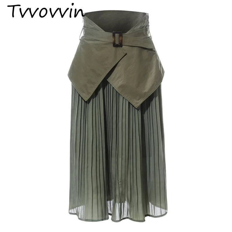 TVVOVVIN модная женская однотонная плиссированная юбка цветная дикая Повседневная Женская юбка летняя Новинка Европейская юбка женская C284
