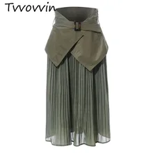 TVVOVVIN модная женская однотонная плиссированная юбка цветная дикая Повседневная Женская юбка летняя Новинка Европейская юбка женская C284