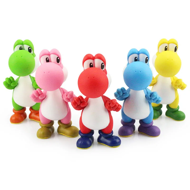 Free shipping Super Mario Bros Yoshi Action Figures toy 5 colors yoshi