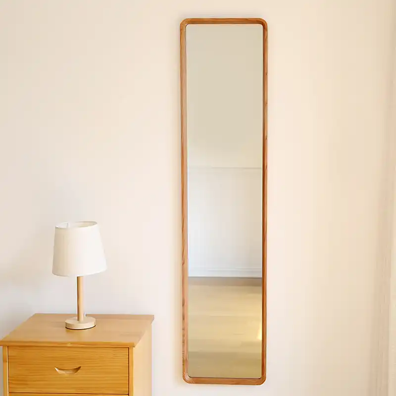 Simple solid wood wall hanging mirror Oak dressing mirror bedroom