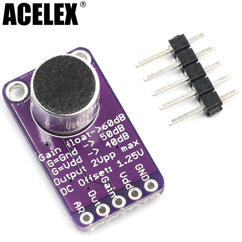 

MAX9814 Microphone AGC Amplifier Board Module Auto Gain Control Programmable Attack and Release Ratio Low THD