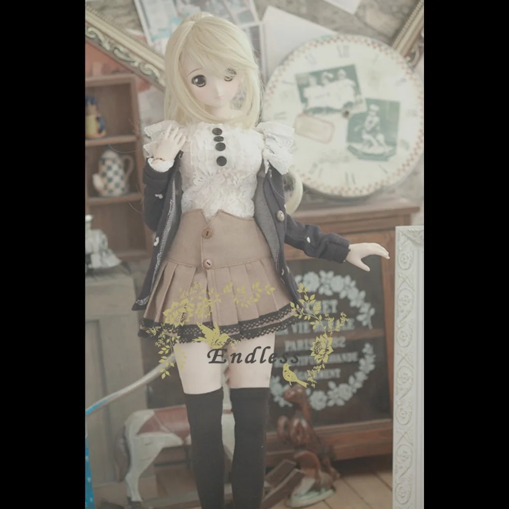 Cateleya Pop Kleding Set December nieuwe BJD Kleding Pop gebruik marineblauw vest jas + Shirt + rok + sok Cateleya Pop Kleding Set December nieuwe BJD Kleding Pop gebruik marineblauw vest jas + Shirt + rok + sok