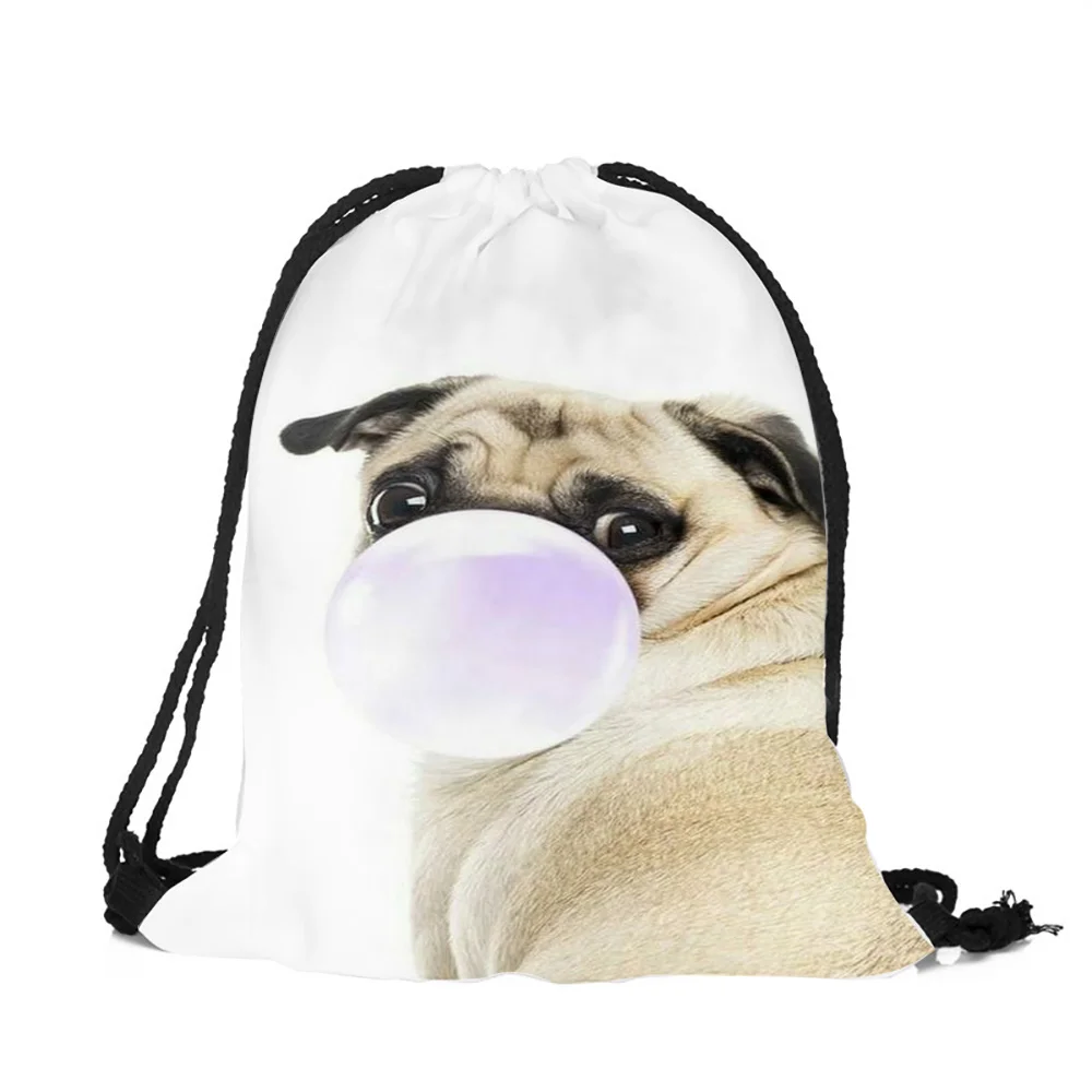 Pug Art Drawstring Backpack Rucksack Shoulder Bags Training Gym Sack For Man And Women