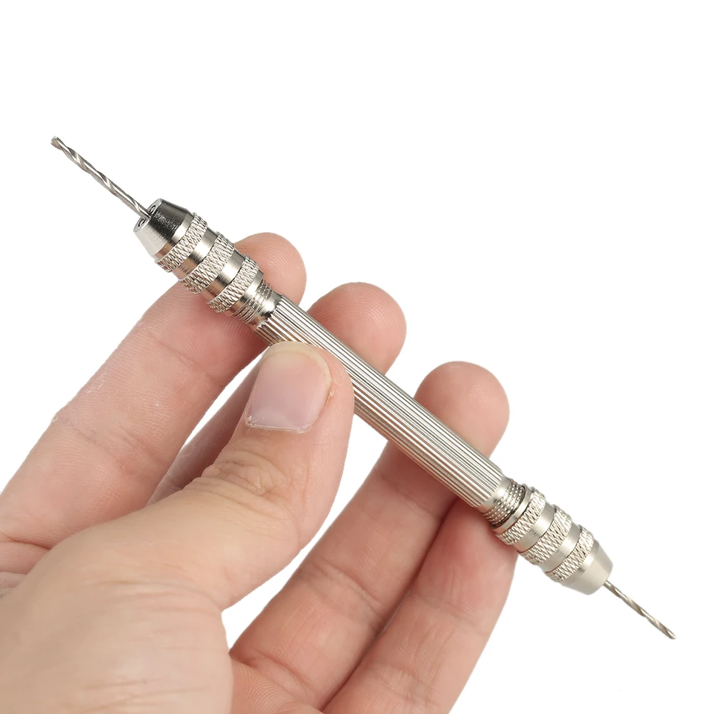

Mini Hand Drill Set +10pcs Twist Drill Bit Set High-speed Steel Drill Bits Holder Double Chuck perforator Drill Little Pin Vise
