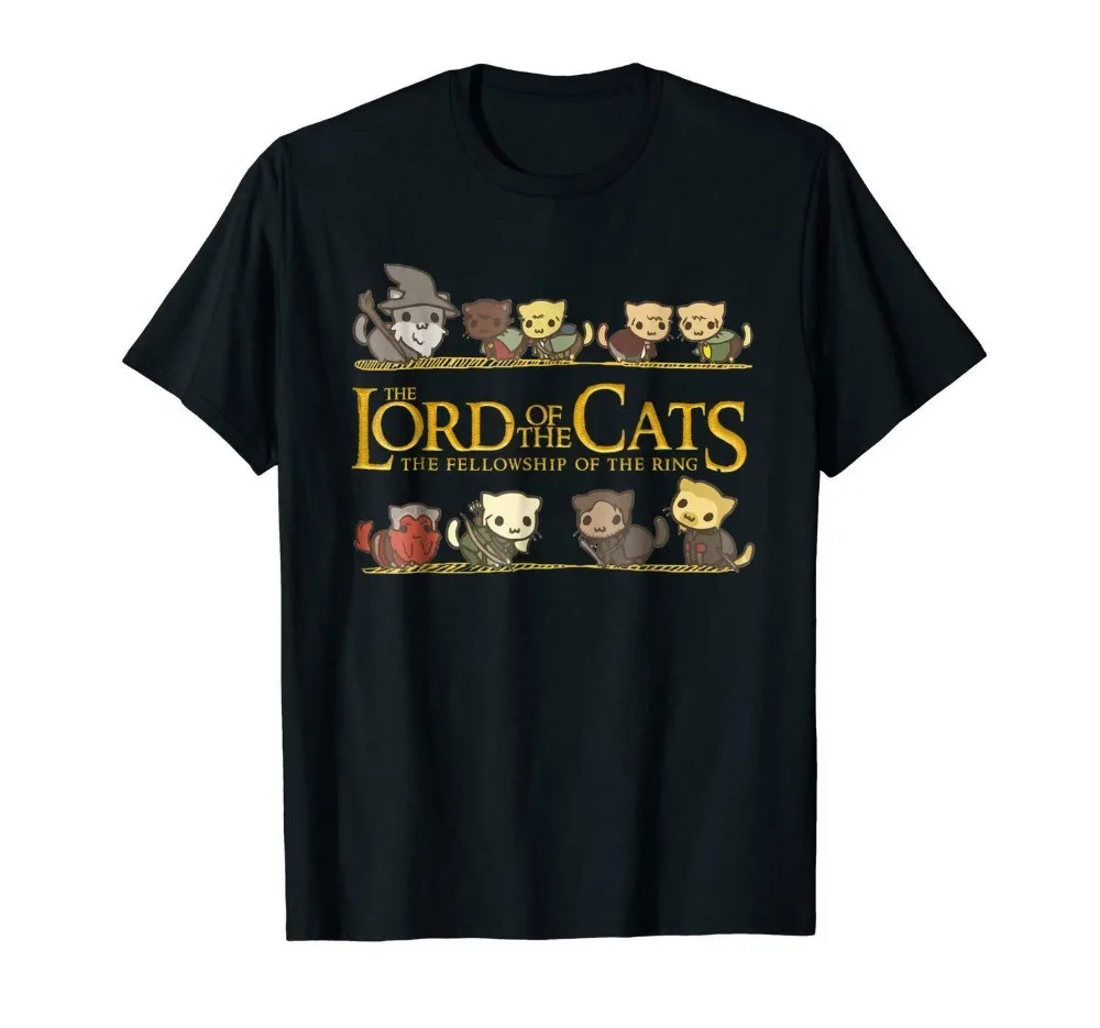 Мужская футболка с короткими рукавами The Lord of Cats Community Ring новинка 2019|Футболки| |