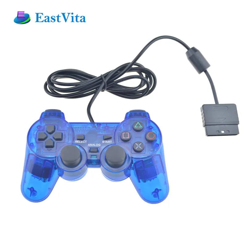 EastVita проводной геймпад для PS2 Playstation 2 контроллер Джойстик геймпады с ударным длинным кабелем двойная вибрация игровой джойстик r20 - Цвет: Синий