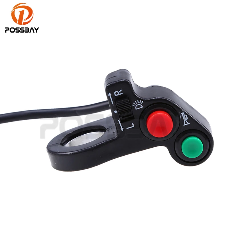 POSSBAY 7/8" 22MM Universal Motorcycle Handlebar Switches ON/OFF Button